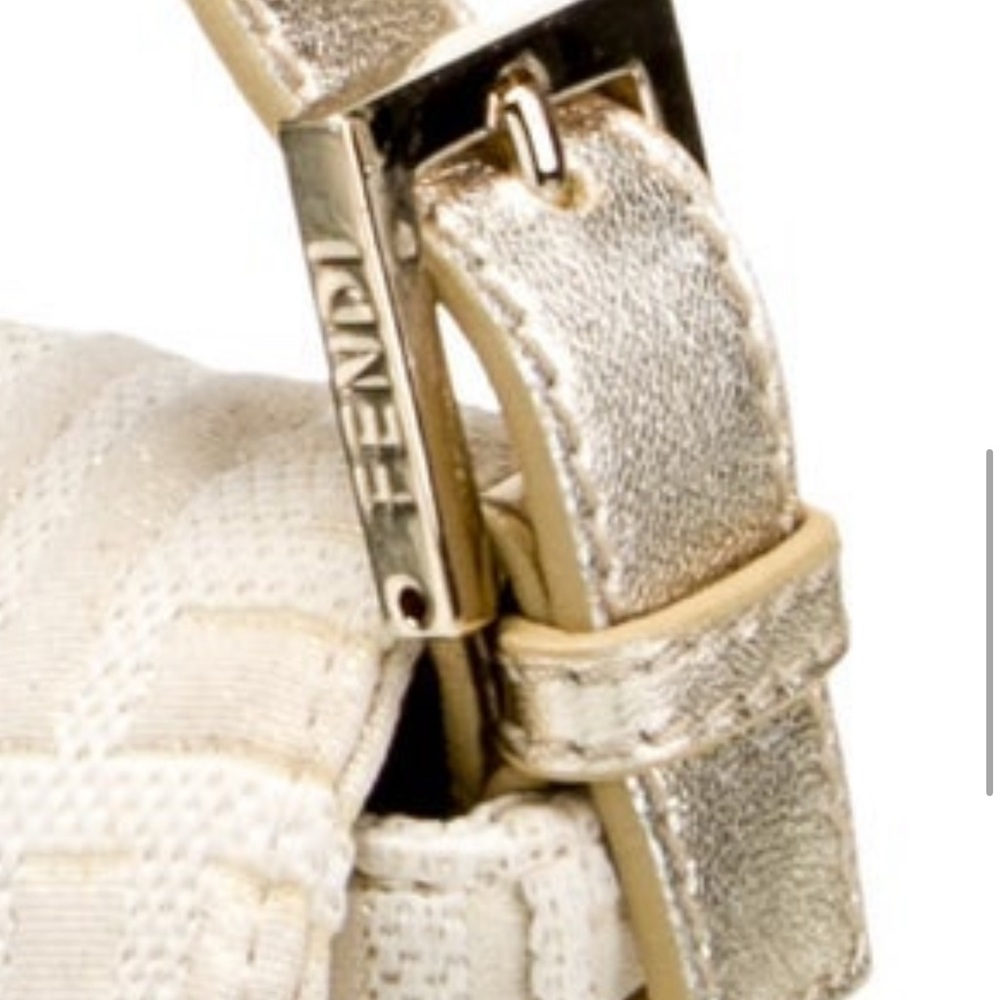AUTH Rare FENDI ZUCCA BAGUETTE LIKE NEW! white gold Monogram Shoulder Bag COA ⭐️ - Picture 16 of 16